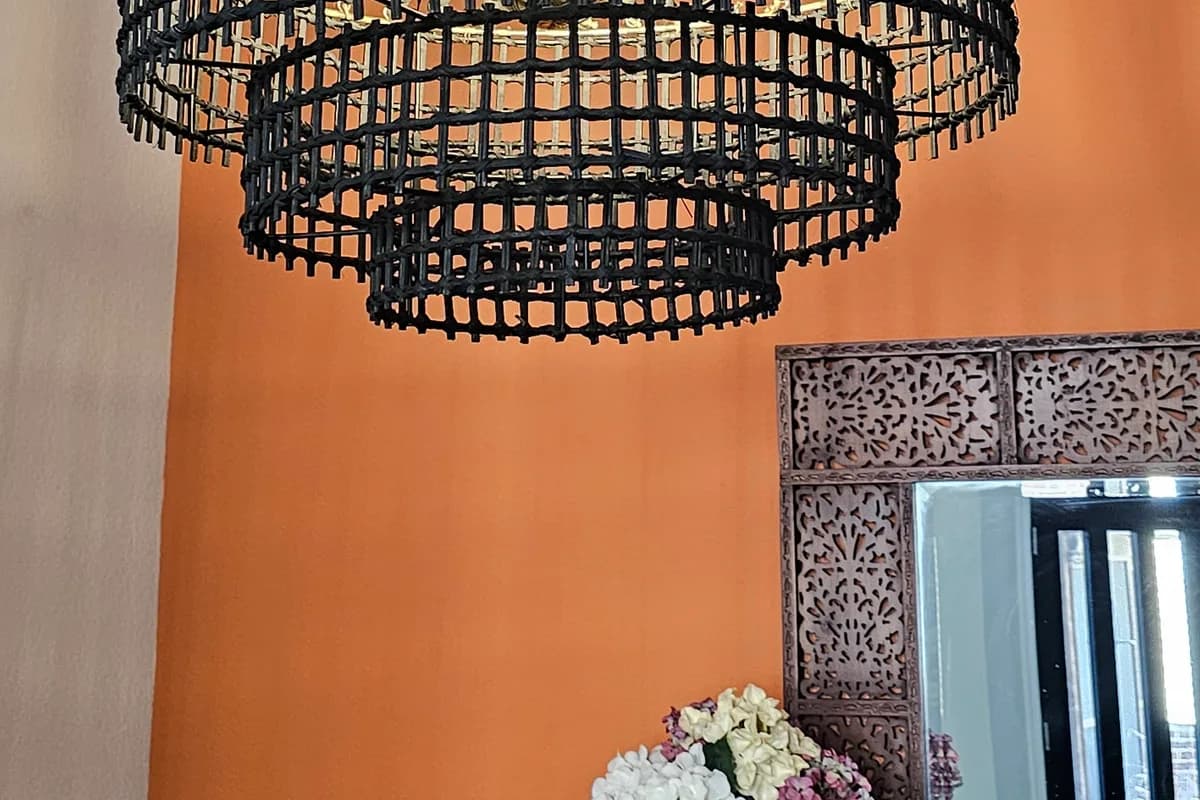Installed decorative ceiling light fixture