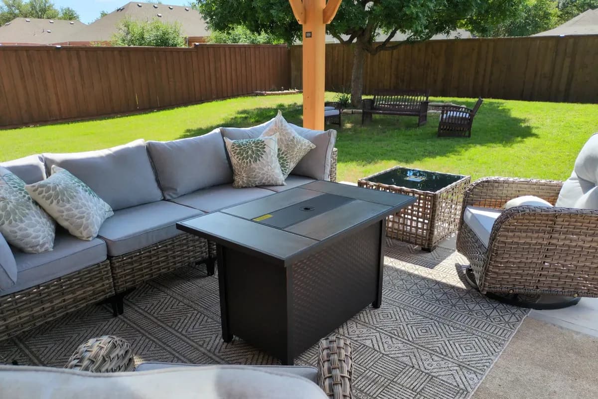 Completed outdoor patio furniture setup